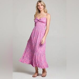 Saltwater Luxe Pink Floral Maxi Dress with Twist Front